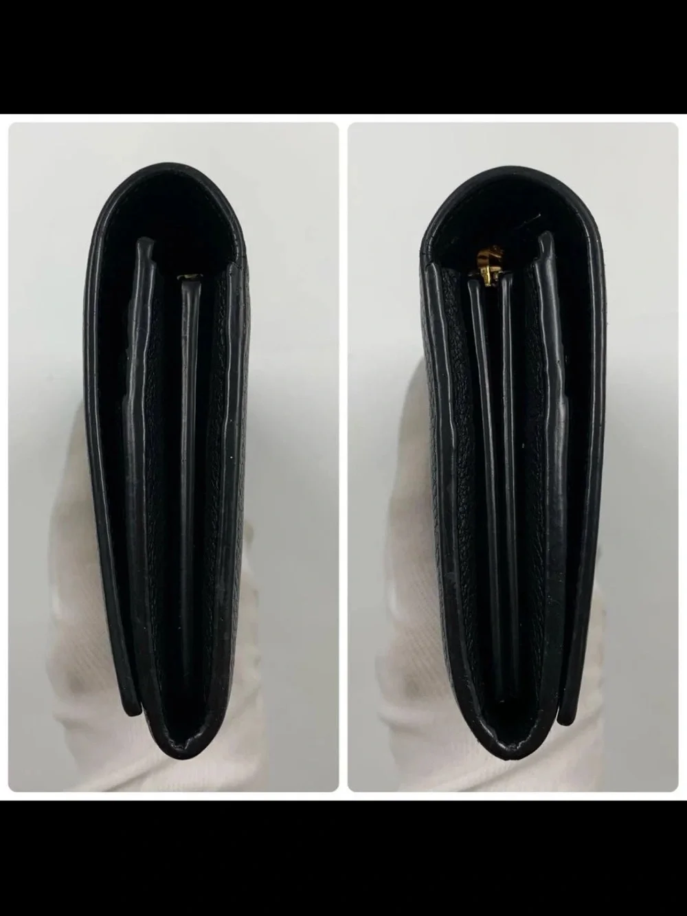 Saint Laurent Black Pebbled Leather Wallet with Gold YSL Emblem